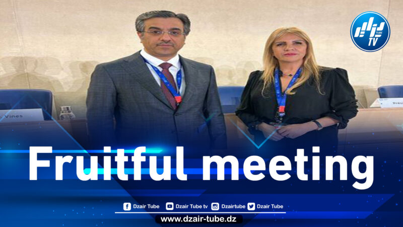 Saida Neghza meets the Qatari Minister of Administrative Development and makes a landmark speech at the International Labor Conference in Switzerland