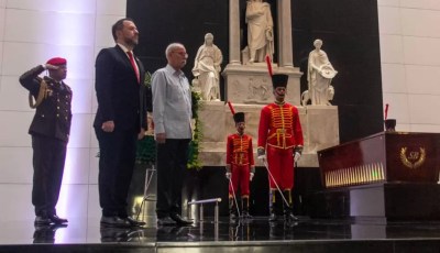 Saharawi President Brahim Ghali visits shrine of national hero Simon Bolivar, El Abila Park in Venezuela