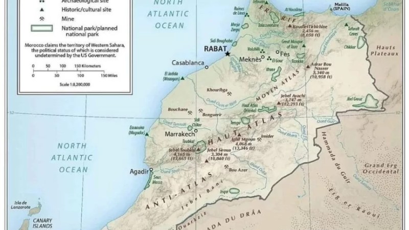 Another slap for Mohamed VI: Washington publishes map of Morocco with its legal borders; without Western Sahara!