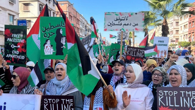 Tens of Thousands Gather in Casablanca and Tangier in Support of Palestinians and Opposition to Normalization Policies