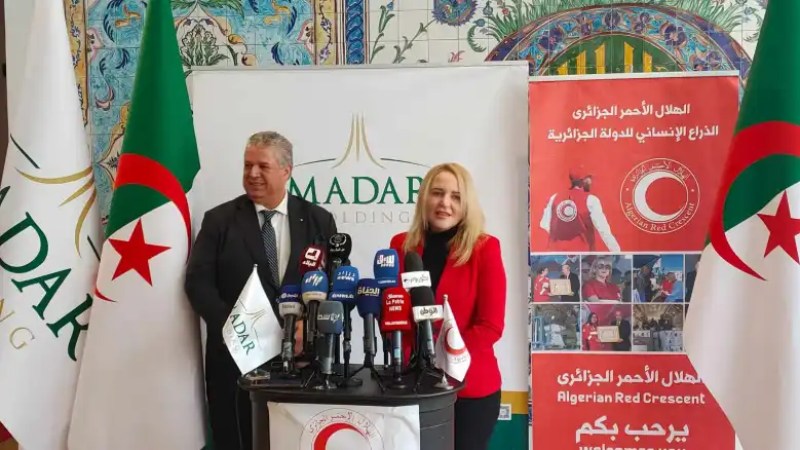 Algerian Red Crescent President Ibtissem Hamlaoui Receives Assistance from Madar Holding for Ramadan Relief Efforts