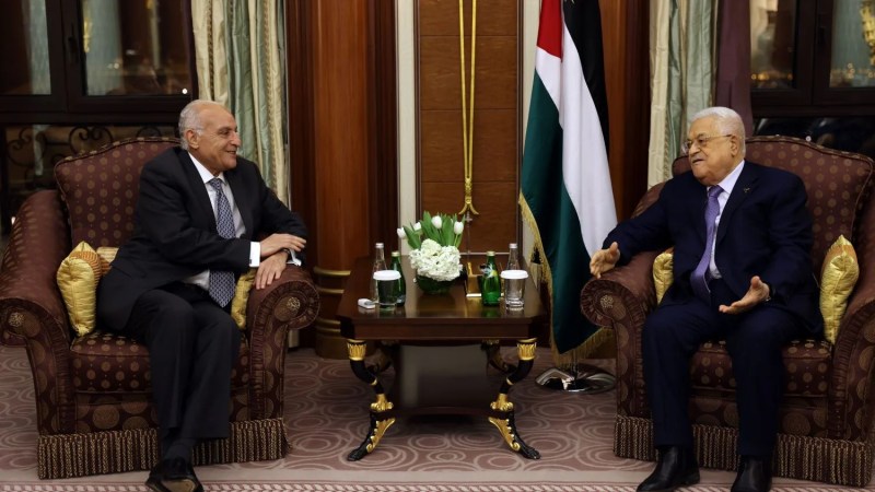 Algerian FM Attaf Received in Riyadh by Mahmoud Abbas