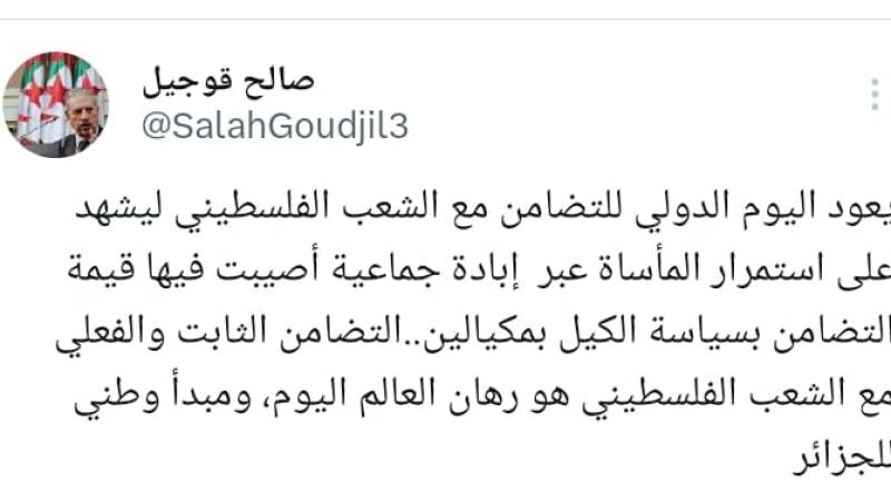 International Day of Solidarity with the Palestinian People: Algerian Speaker Goudjil Calls for Global Action Against Injustice, Double Standards