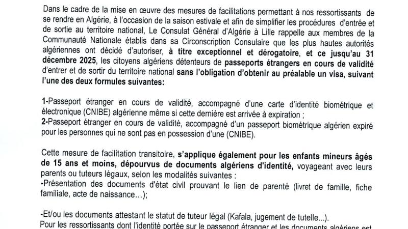 Algeria Extends Visa-Free Entry Measures for Dual Nationals Until End of 2025