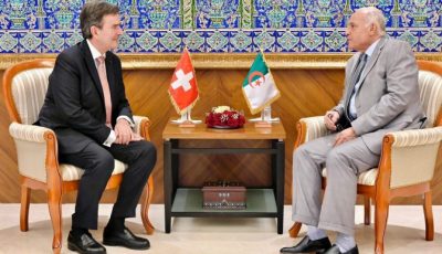 Attaf Receives Swiss Ambassador Pierre-Yves Fux on Farewell Visit