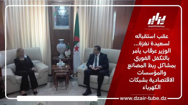 عقب استقباله لسعيدة نغزة… الوزير عرقاب يأمر بالتكفل الفوري بمشاكل ربط المصانع والمؤسسات الاقتصادية بشبكات الكهرباء