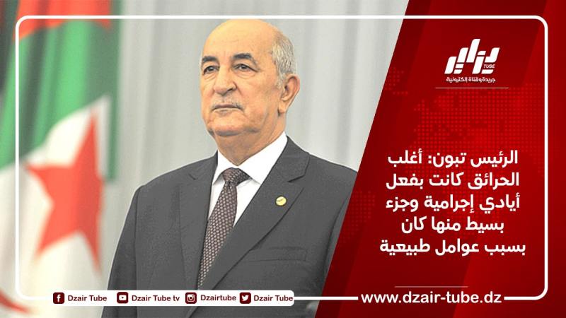 الرئيس تبون: أغلب الحرائق كانت بفعل أيادي إجرامية وجزء بسيط منها كان بسبب عوامل طبيعية