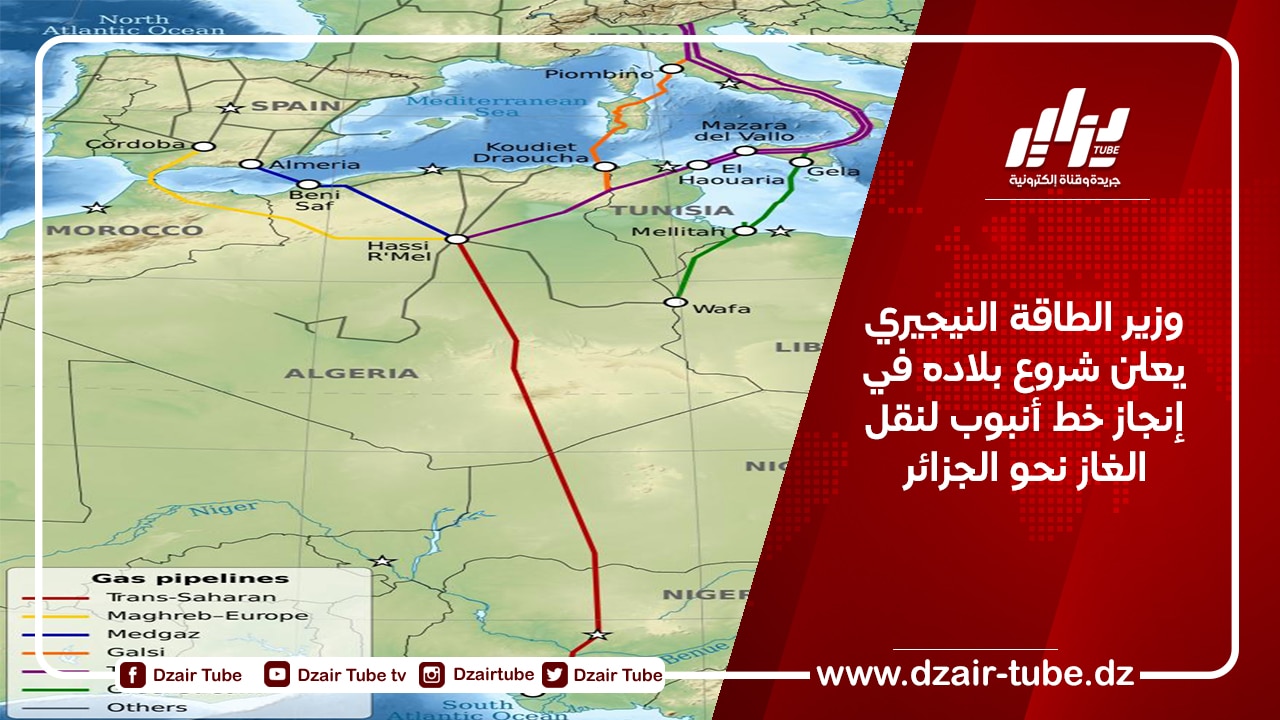 وزير الطاقة النيجيري يعلن شروع بلاده في إنجاز خط أنبوب لنقل الغاز نحو الجزائر