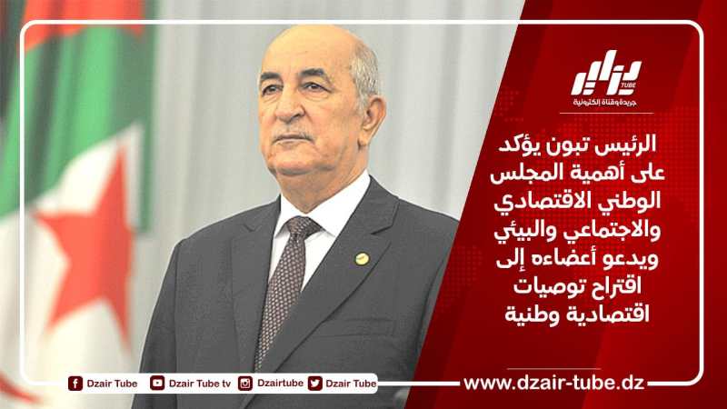 الرئيس تبون يؤكد على أهمية المجلس الوطني الاقتصادي والاجتماعي والبيئي ويدعو أعضاءه إلى اقتراح توصيات اقتصادية وطنية