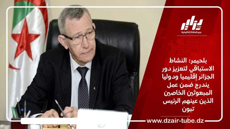 بلحيمر: النشاط الاستباقي لتعزيز دور الجزائر إقليميا ودوليا يندرج ضمن عمل المبعوثين الخاصين الذين عينهم الرئيس تبون