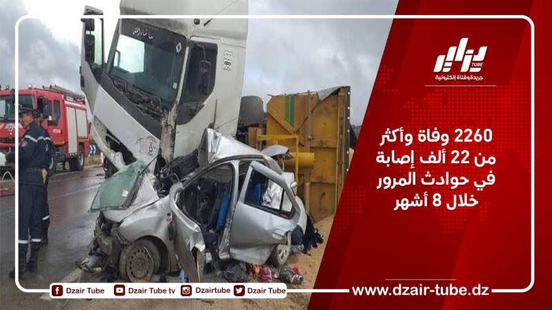 2260 وفاة وأكثر من 22 ألف إصابة في حوادث المرور خلال 8 أشهر