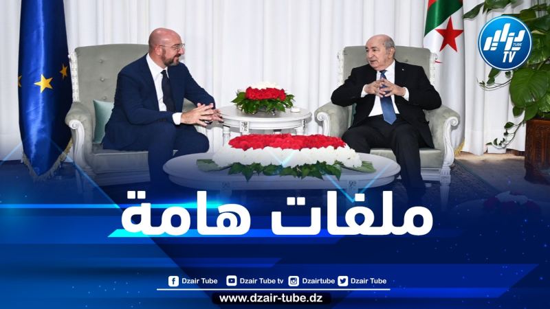 الرئيس تبون يجري محادثات على انفراد مع رئيس المجلس الأوروبي