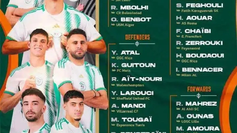 قائمة المنتخب الجزائري المعنية بالمشاركة في بطولة أمم إفريقيا