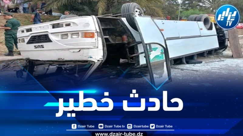 حصيلة أولية .. 10 جرحى في حادث إنحراف حافلة لنقل المسافرين بالعاصمة 