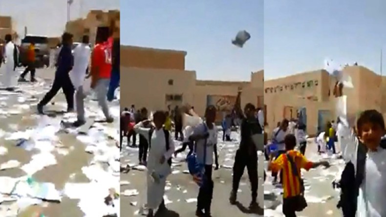 تخريب داخل المؤسسات وتمزيق ورمي للكراسات على مداخلها