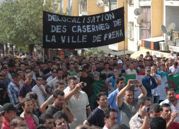 Freha Population Mark Silent March, Require Displacing the Military Barrack