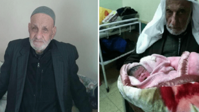 فلسطيني يفوق التسعين عاما يرزق بطفلة من زوجة صماء وبكماء!