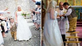 عريس يستخدم سلما للوصول إلى عروسه يوم الزفاف!