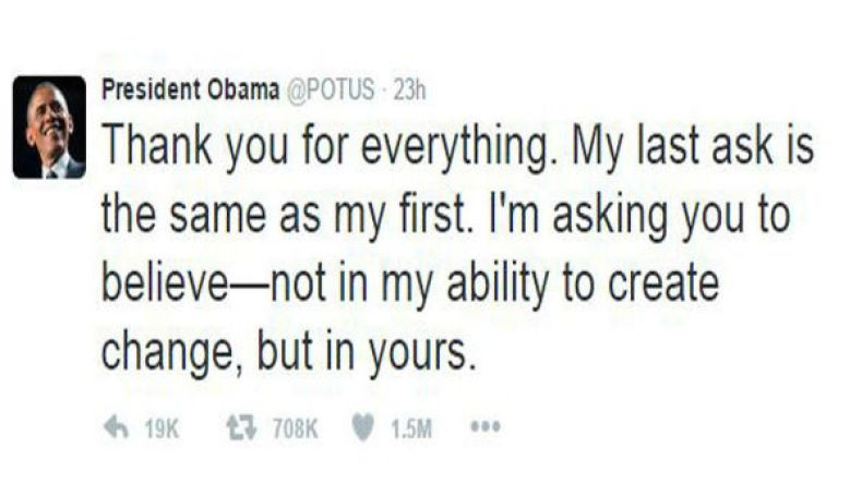 هذه هي تغريدة أوباما التي حطمت كل أرقامه القياسية؟!