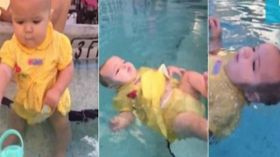 رضيعة تعلمت السباحة في ثوان معدودات أبهرت العالم