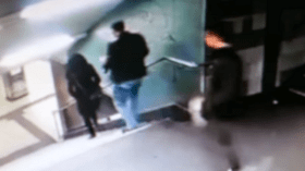 شاب يركل فتاة محجبة من أعلى الدرج في ألمانيا!