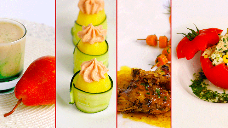 سلطة الأرز بالطماطم – دجاج محمر بالجزر – بطاطا بصلصة الكيتشوب – مشروب الإجاص