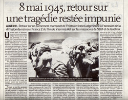 Massacre de Sétif : ” Page douloureuse que l'Algérie ne peut tourner “