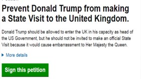 آلاف التوقيعات على عريضة لمنع ترامب من دخول بريطانيا