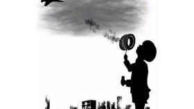 أطفال سوريا يحرقون إطارات سيارات لإقامة منطقة حظر طيران