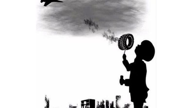 أطفال سوريا يحرقون إطارات سيارات لإقامة منطقة حظر طيران