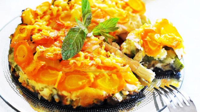 غراتان الخضار بالدجاج