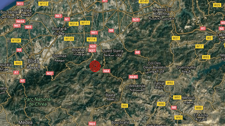 هزة أرضية بقوة 3.3 درجات بالبليدة