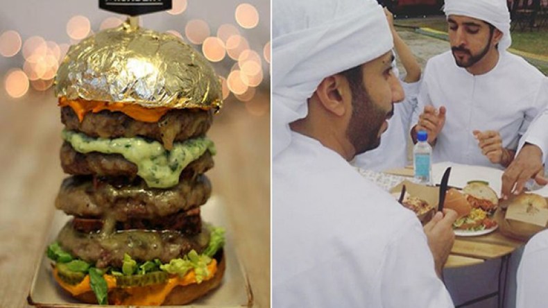 ولي عهد دبي يتناول همبرغر مغطى بالذهب