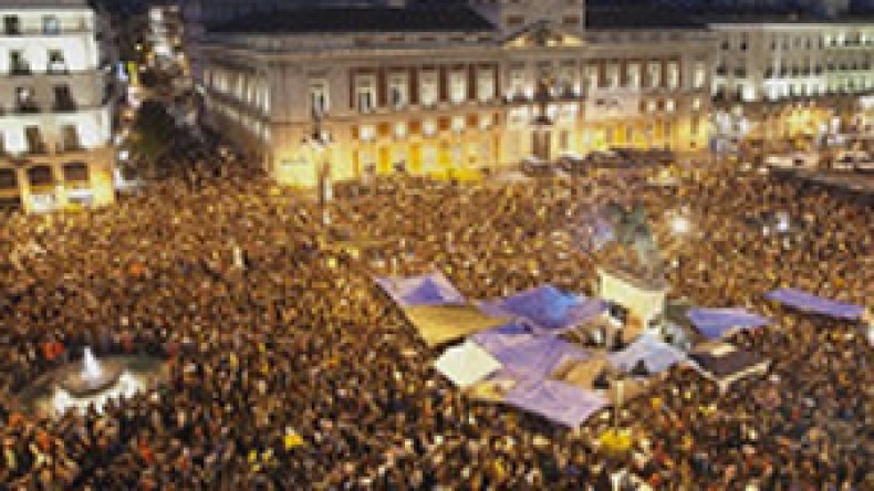 احتجاجات  ضد البطالة في مدريد على طريقة الثورة المصرية