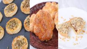 حلوى الكراميل – خبز بالجلجلان – مملحات بالجبن