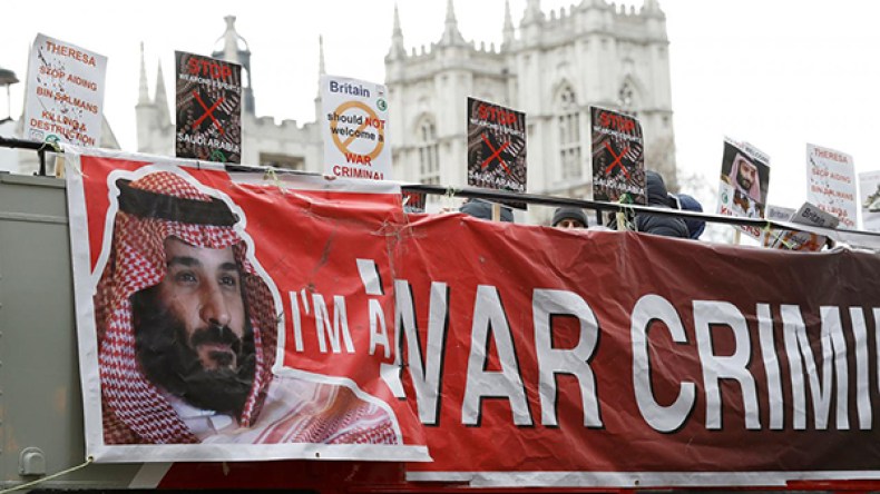 الاحتجاجات تستقبل بن سلمان في أول زيارة له إلى بريطانيا