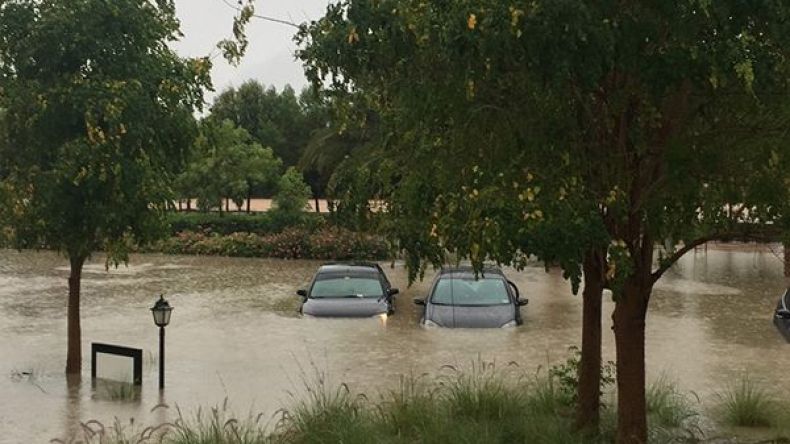 أمطار غزيرة في الإمارات تغلق المدارس وتعلق الرحلات الجوية