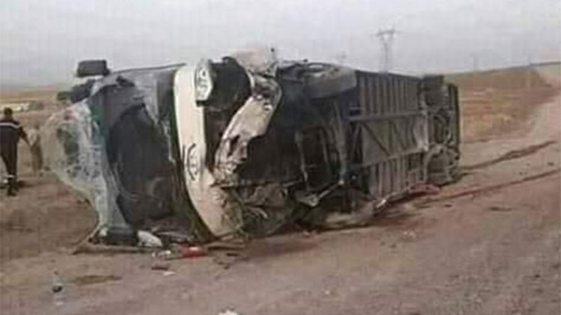 32 جريحا إثر انقلاب حافلة على الطريق السيار في ميلة