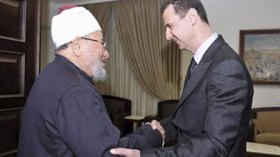 القرضاوي يقسم أن تكون نهاية الأسد كنهاية القذافي