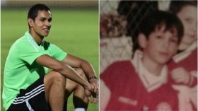 صورة لـ “ماندي” بعمر 8 سنوات مرتديا زي” فريق رامس