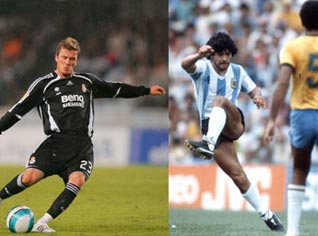 Beckham set to equal record, Maradona faces test