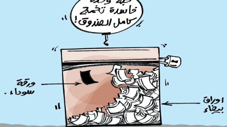الورقة البيضاء السحرية.. توضع في الصندوق فتُطبع عليها صورة مرشح السلطة