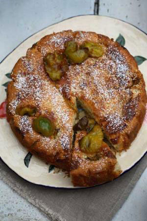 Recipe/Greengage upside-down cake