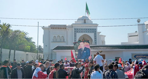 Moroccan man tears Algeria flag in Casablanca