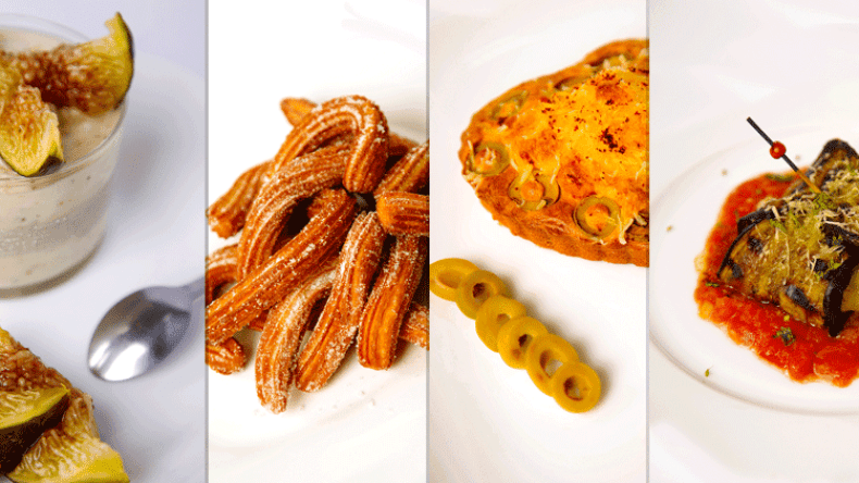 باذنجان بالدجاج – كيك بالزيتون الأخضر – “شيروز” حلوى اسبانية – كريمة التين المثلجة