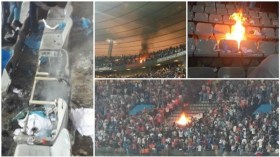 أنصار مرسيليا يضرمون النيران في ملعب فرنسا