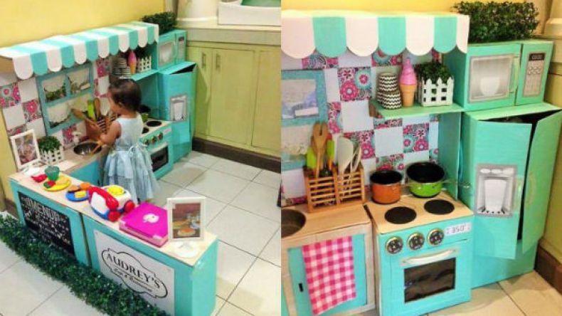 أم فيليبينية تبدع في صنع مطبخ للعب طفلتها