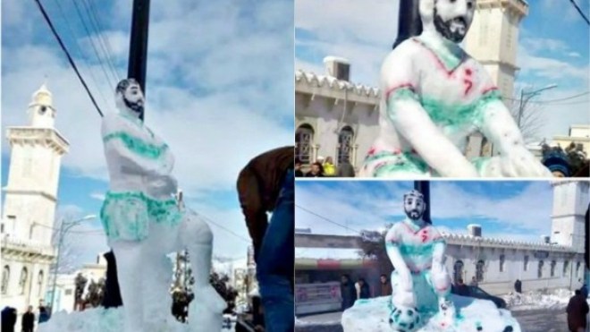 تمثال لـ “محرز” من الثلج يُثير الجدل