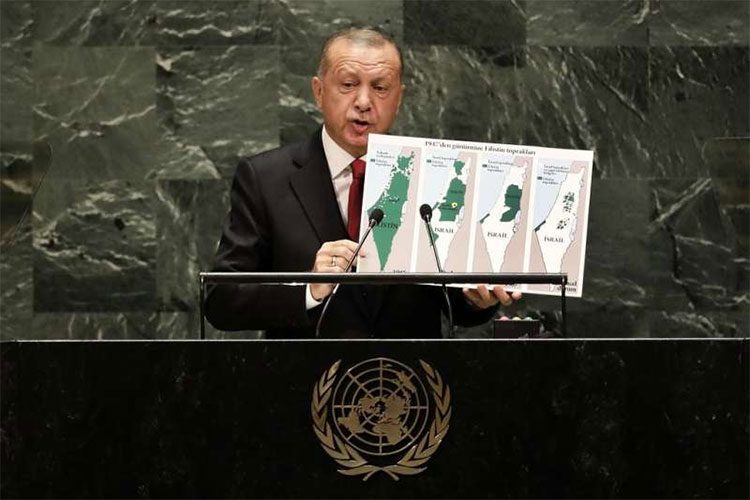 Erdogan à la tribune de l’ONU: “Où se trouvent les frontières d’Israël?”