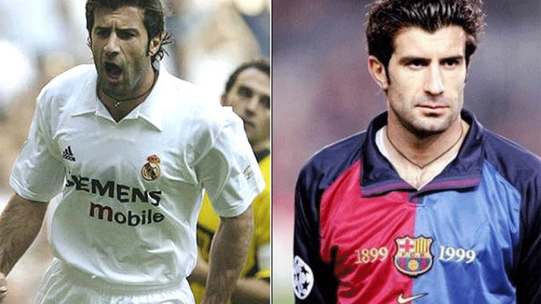 جمهور برشلونة يطالب بمحو ذكرى “الخائن” فيغو